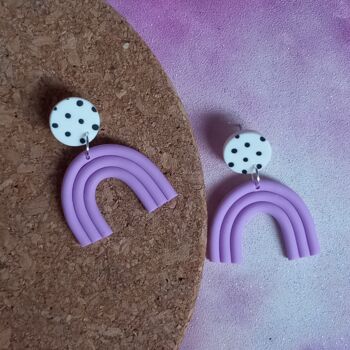 Block Colour Polymer Clay Rainbow Earrings, 3 of 5