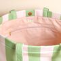 Wide Pink And Green Striped Tote Bag, thumbnail 2 of 4