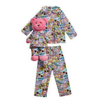 Gatto Pyjama Set With Matching Teddy Bear Set, 2 of 9