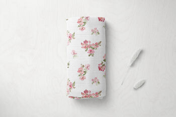 Luxury Rose Blossom Bamboo Muslin Swaddle Blanket, 3 of 4