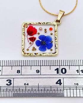 Real Flowers Square Drop Earrings Small Hand Made, 4 of 9