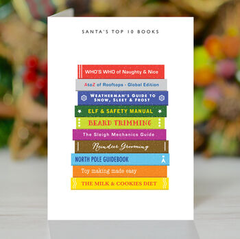 Santa's Top 10 Books, Christmas Card For Book Lovers, 2 of 2