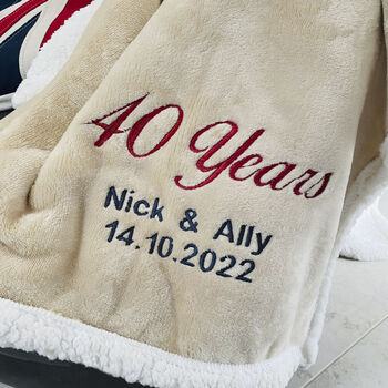 Personalised Ruby Wedding Anniversary Neutral Blanket, 3 of 7