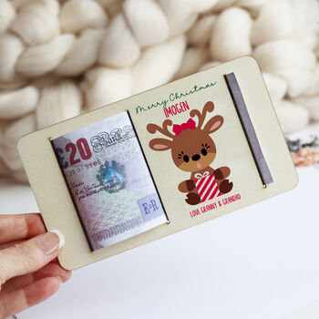 Personalised Christmas Reindeer Money Gift Holder, 7 of 8