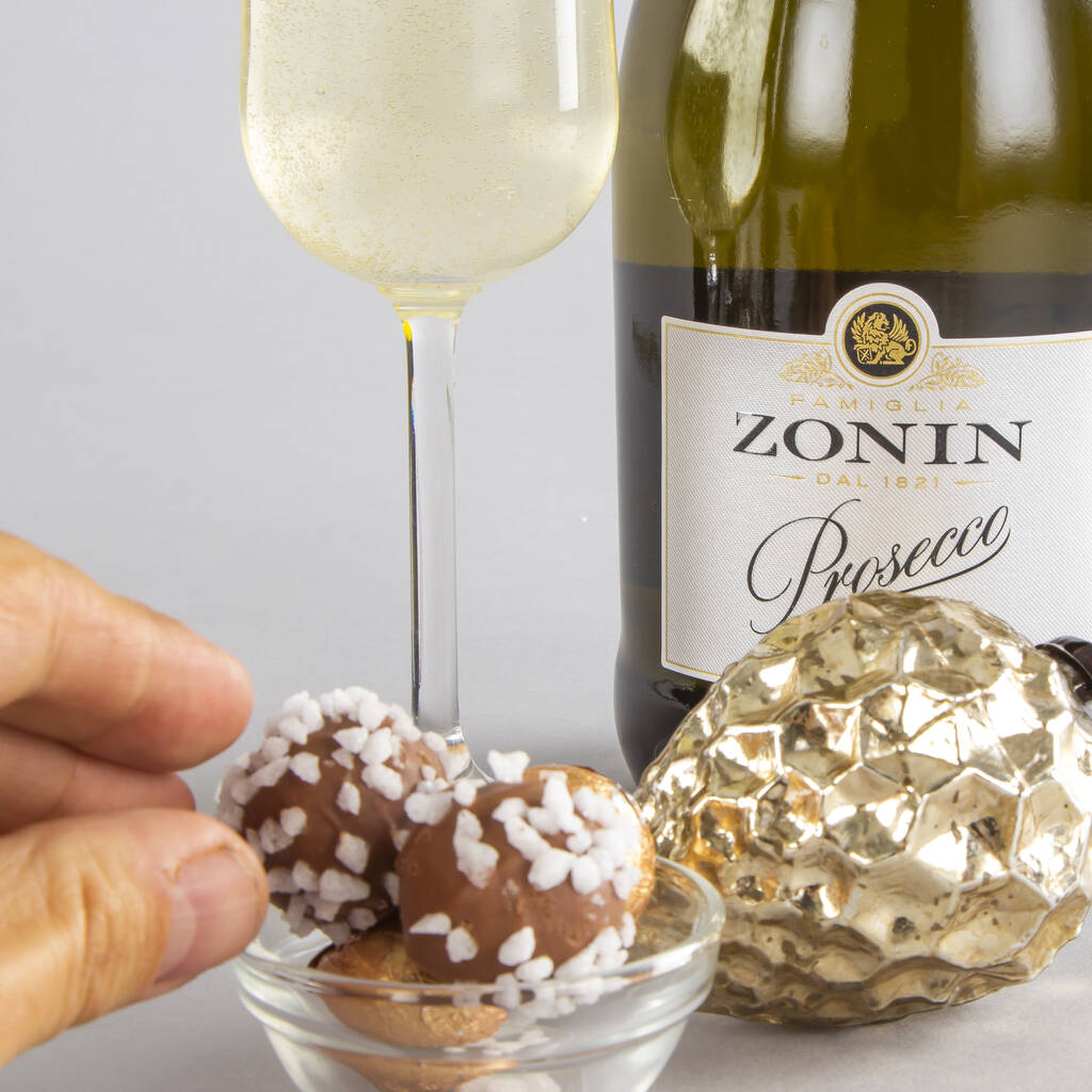 prosecco and chocolate truffles gift set by virginia hayward