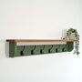 Green Coat Rack With Shelf, Dark Wax Shelf 10cm Deep, Shelf With Hooks, Black, Silver, Bronze, Copper, Chrome, Brass Hooks, Painted In F And B No.34, thumbnail 6 of 8