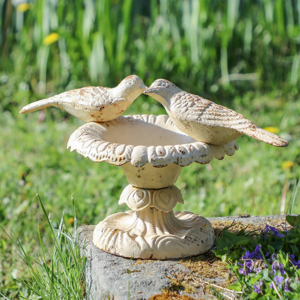 love birds cast iron free standing bird bath by dibor