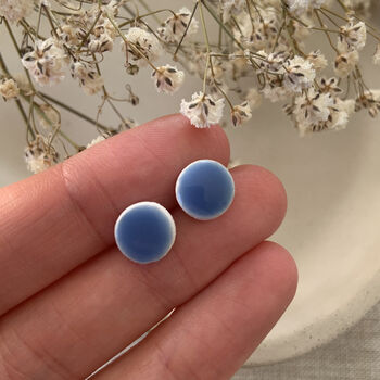 Handmade Blue Ceramic Dot Stud Earrings, 4 of 6