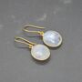 Rainbow Moonstone Gold Drop Earrings: June Birthstone, thumbnail 5 of 8