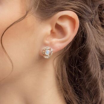 Handmade Delicate Moonstone Stud Earrings, 3 of 8