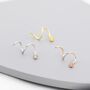 Double Spiral Opal Earring In Sterling Silver, thumbnail 4 of 11