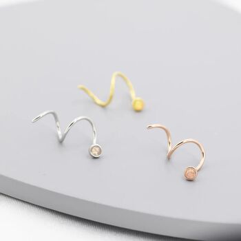 Double Spiral Opal Earring In Sterling Silver, 4 of 11