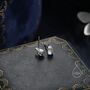 Sterling Silver Tiny Moonstone And Cz Stud Earrings, thumbnail 5 of 11