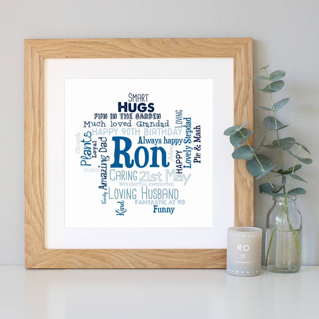 Personalised 90th Birthday Gift For Him By Hope And Love
