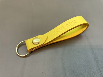 Personalised Embossed Yellow Leather Keyring, 4 of 12