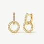 Double Hoop Pavé Earrings With Round Removable Charms In Gold, thumbnail 2 of 4