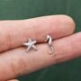 Sterling Silver Seahorse And Starfish Stud Earrings, thumbnail 5 of 9