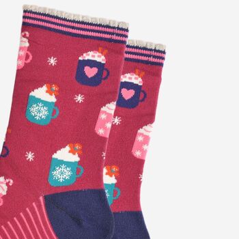 Women's Bamboo Socks Festive Hot Drinks, 3 of 5