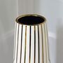 White Gold Stripe Ceramic Home Decor Flower Vase, thumbnail 5 of 7