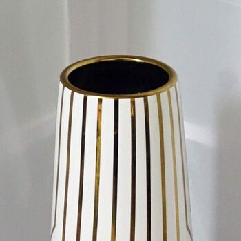 White Gold Stripe Ceramic Home Decor Flower Vase, 5 of 7