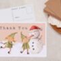 Christmas Elves And Snowman Thank You A6 Postcard Pack, thumbnail 2 of 3