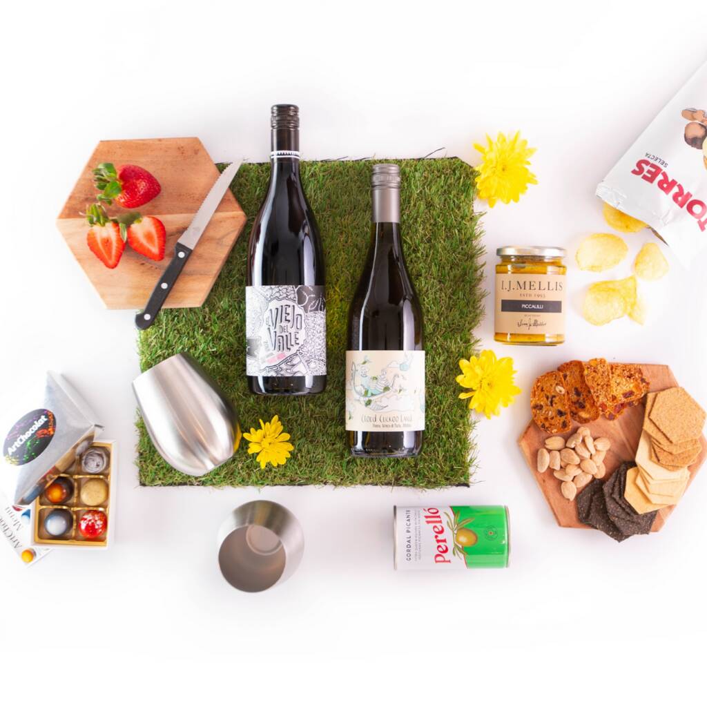 A Picnic Gift Hamper With Wine And Treats, 1 of 2