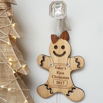 Double Sided Oak Gingerbread Man With Reverse Message, 3 of 7
