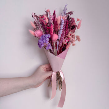 Bright Pink And Purple Dried Flower Bouquet, 4 of 9