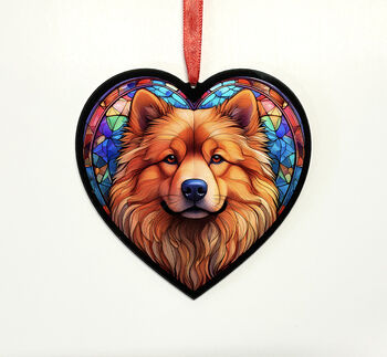 Chow Chow Stained Glass Effect Heart Suncatcher, 6 of 6