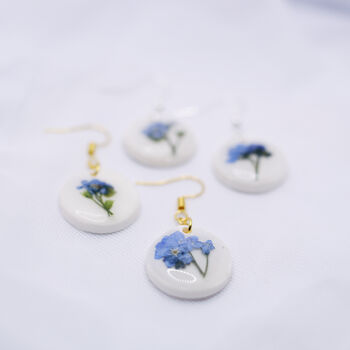 Forget Me Not Porcelain Style Polymer Clay Earrings, 8 of 11