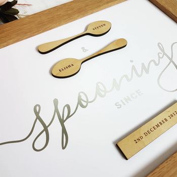 Spooning Silver Foiled Personalised Print, 3 of 3