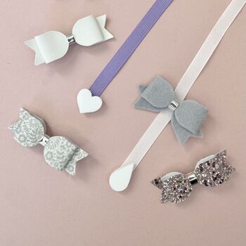 Girls Personalised Initial Heart Hair Bow Holder 24 Colours, 2 of 7