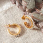 White Pearl Beads Channel Gold Hoops, 18 K Gold Vermeil, thumbnail 1 of 8
