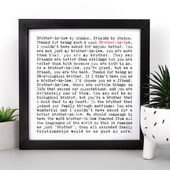 Brother In Law Quotes Gift Print, 2 of 9