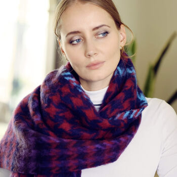 Chunky Houndstooth Purple Felted Scarf, 2 of 12