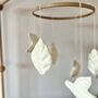 Linen Bird And Leaf Mobile Nursery Decor, thumbnail 6 of 9