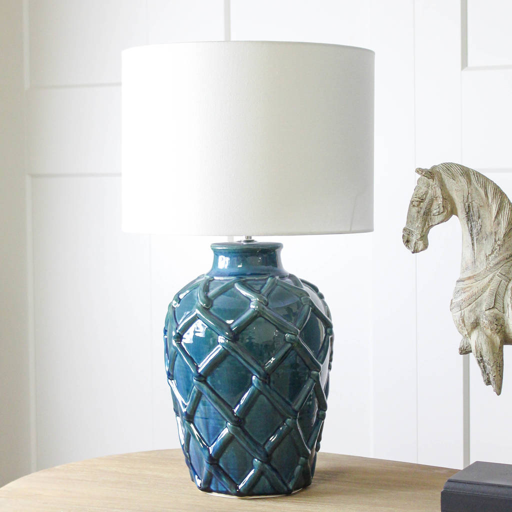 Blue Ceramic Textured Lamp By Marquis & Dawe