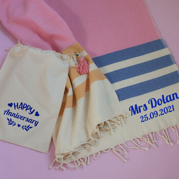 Personalised Natural Cotton Throw, Beach Towel, 4 of 12
