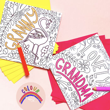 Colour And Send 'Granny' Flamingo Card, 2 of 2