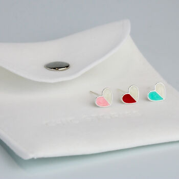 Sterling Silver Colourful Heart Stud Earrings, 5 of 6