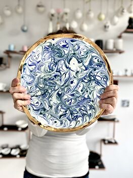 Large Ceramic Platter With Metallic Rim, 9 of 12
