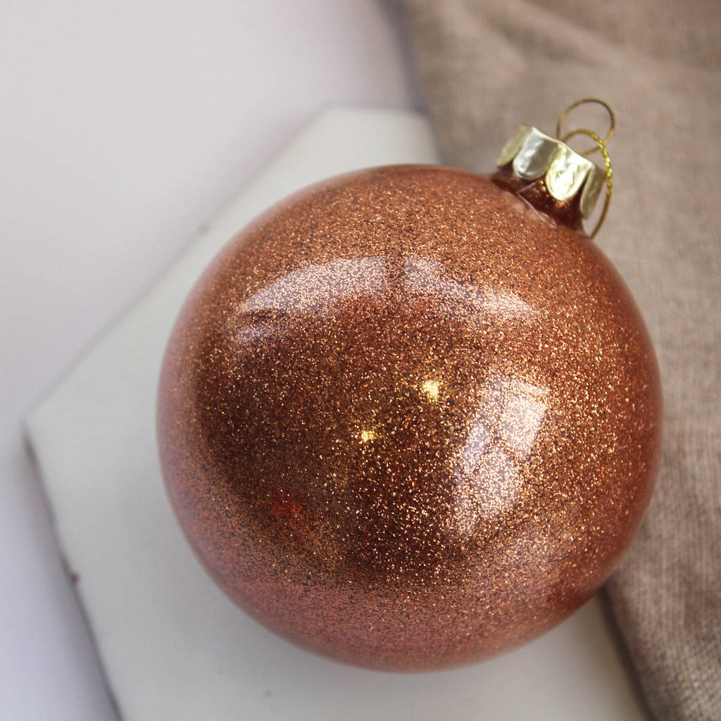 Glittery Copper Christmas Bauble By Posh Totty Designs Interiors
