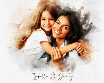 Christmas Gift – Personalised Watercolour Family Portrait From Your Photo, 6 of 9