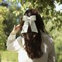 Ivory Cotton Hair Bow Clip, thumbnail 1 of 4