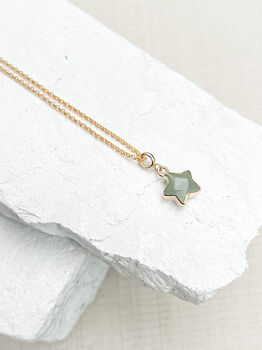 Aventurine Star Necklace – Real 18k Gold Plated, 2 of 5