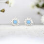 Sterling Silver Blue Opal Daisy Stud Earrings, thumbnail 1 of 10