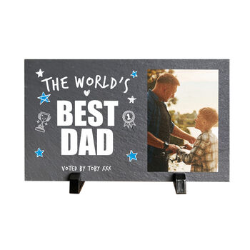 Personalised The World's Best Dad Photo Slate With Stand 25 X 15cm, 4 of 5