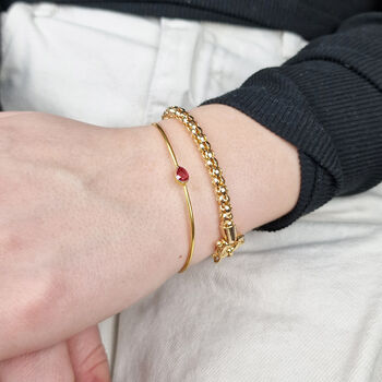 Garnet January Birthstone Gold Plated Bangle, 5 of 5