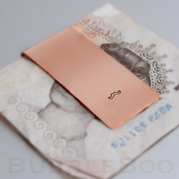Copper Money Clip With Hand Stamped Moustache, 2 of 2