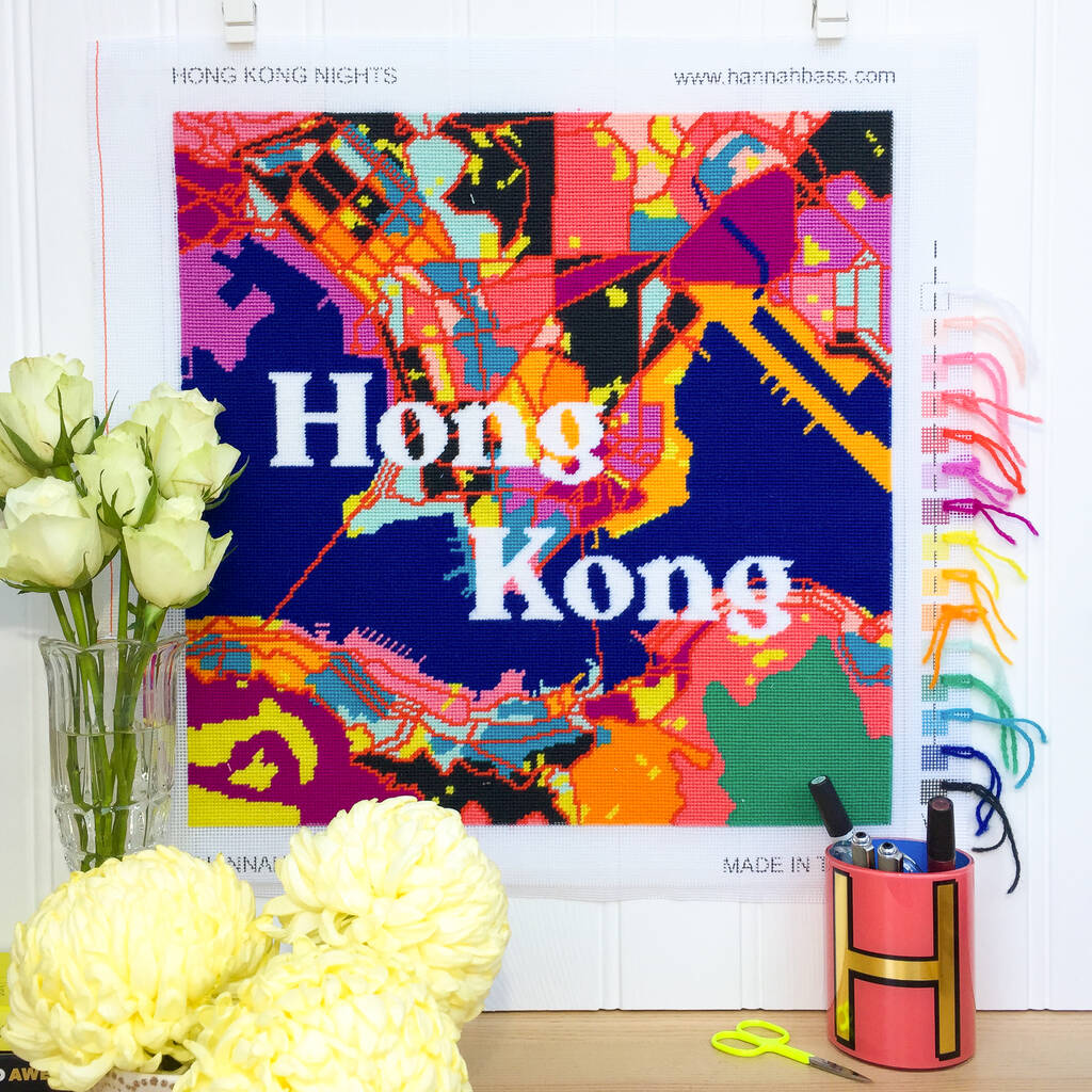 Hong Kong Nights City Map Tapestry Kit, 1 of 7